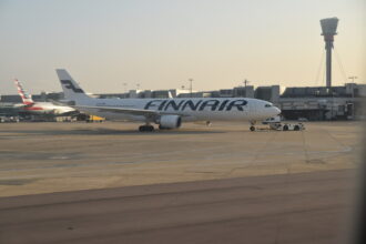 Finnair Airbus A330-300 on the runway at Heathrow airport