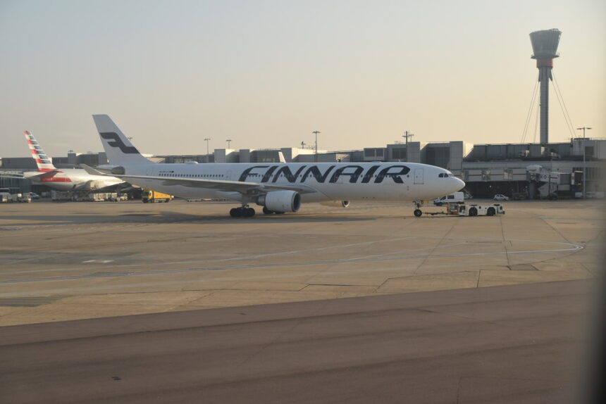 Finnair Airbus A330-300 on the runway at Heathrow airport