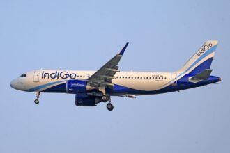 IndiGo airplane in the sky