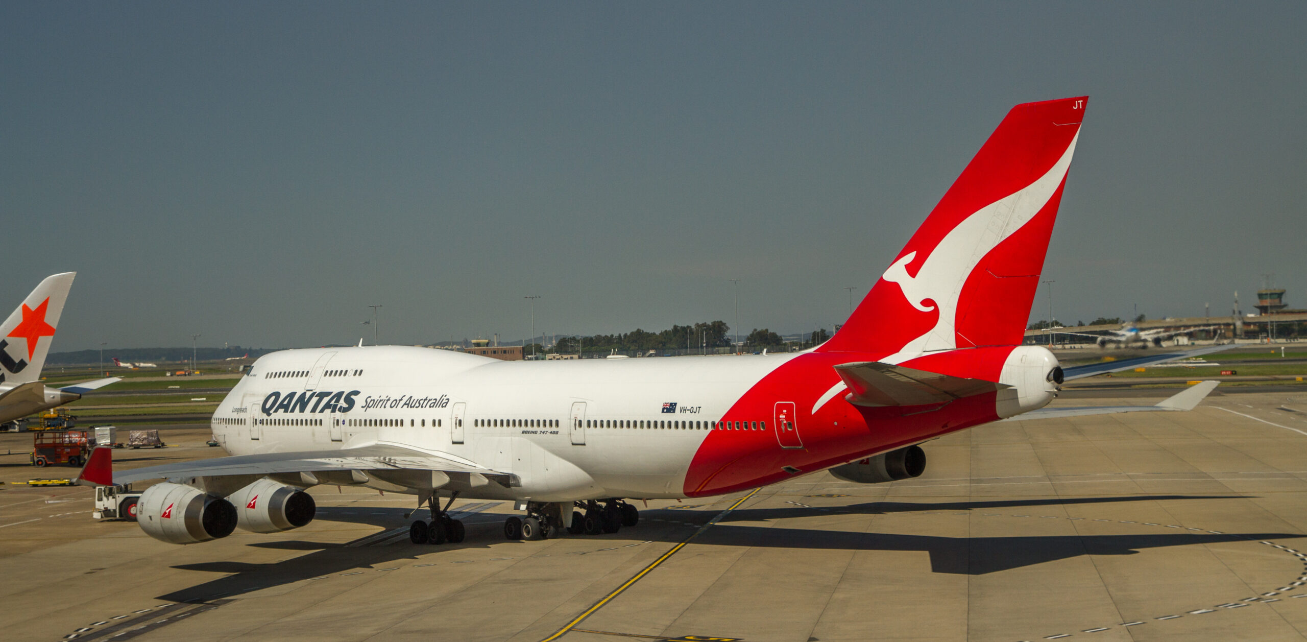 A Qantas aircraft on the tarmac at Sydney airport.