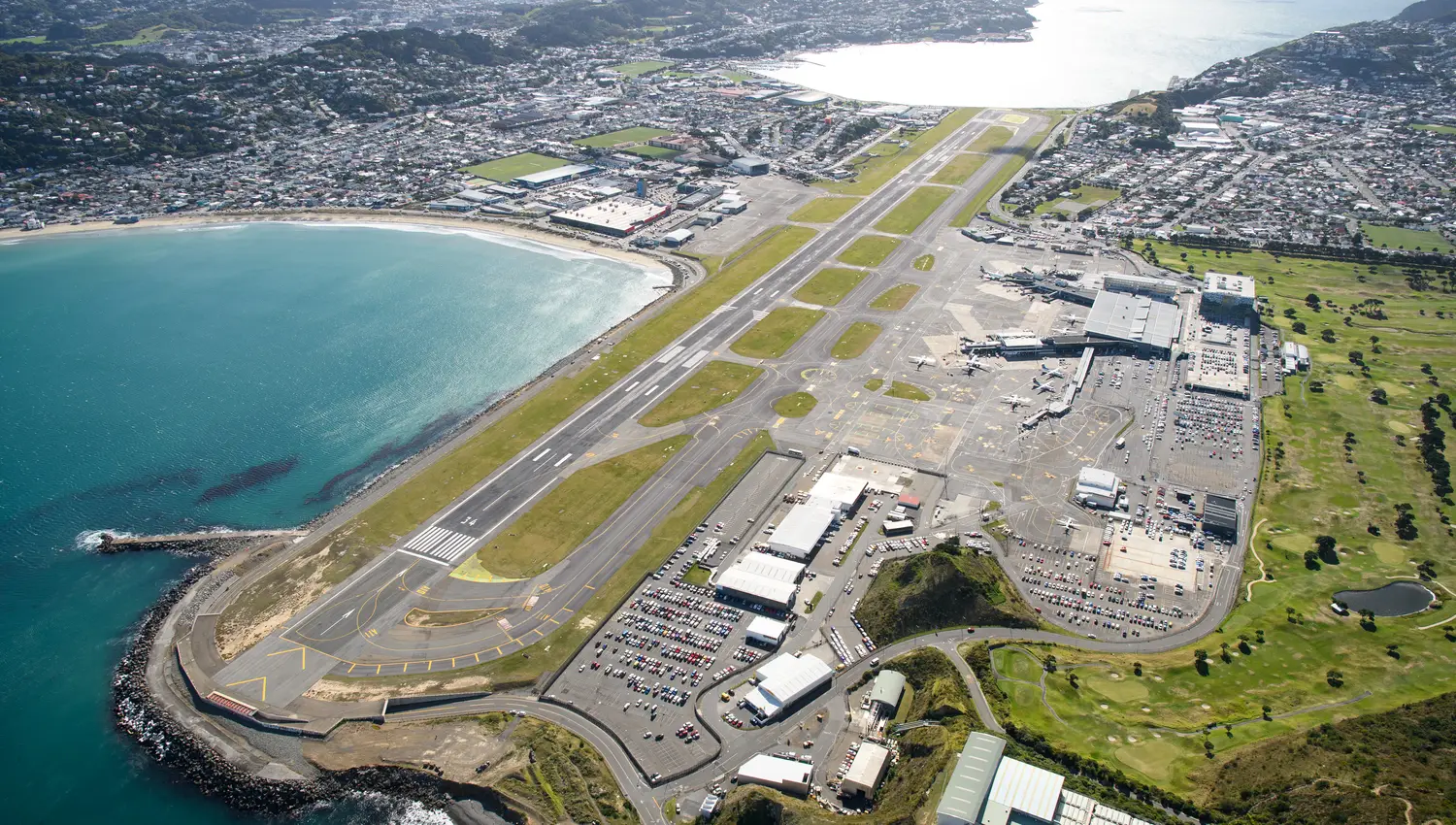 Beautiful landscape of the Wellington Airport as seen from the sky 