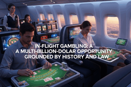 People playing casino games on an aircraft