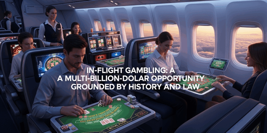 People playing casino games on an aircraft