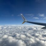 A Ryanair flying in the air