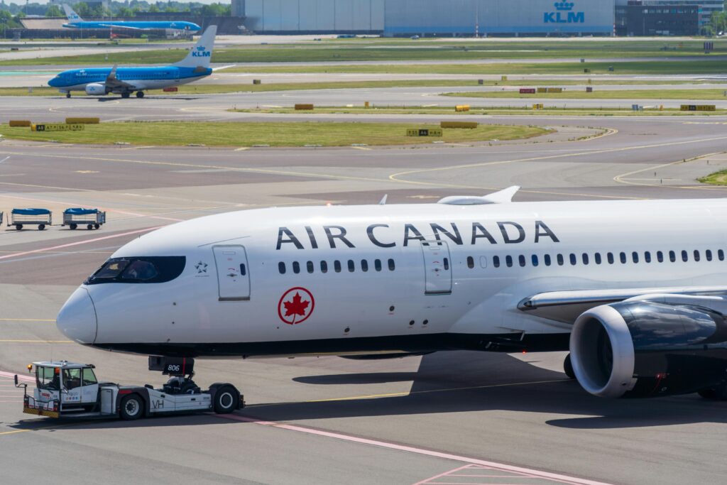 Air Canada aircraft on the runway
