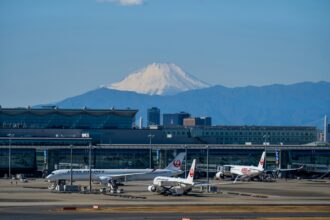 Modern Haneda Airport with Mount Fuji