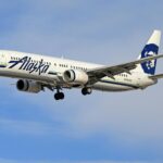 Alaska Airlines aircraft in the sky