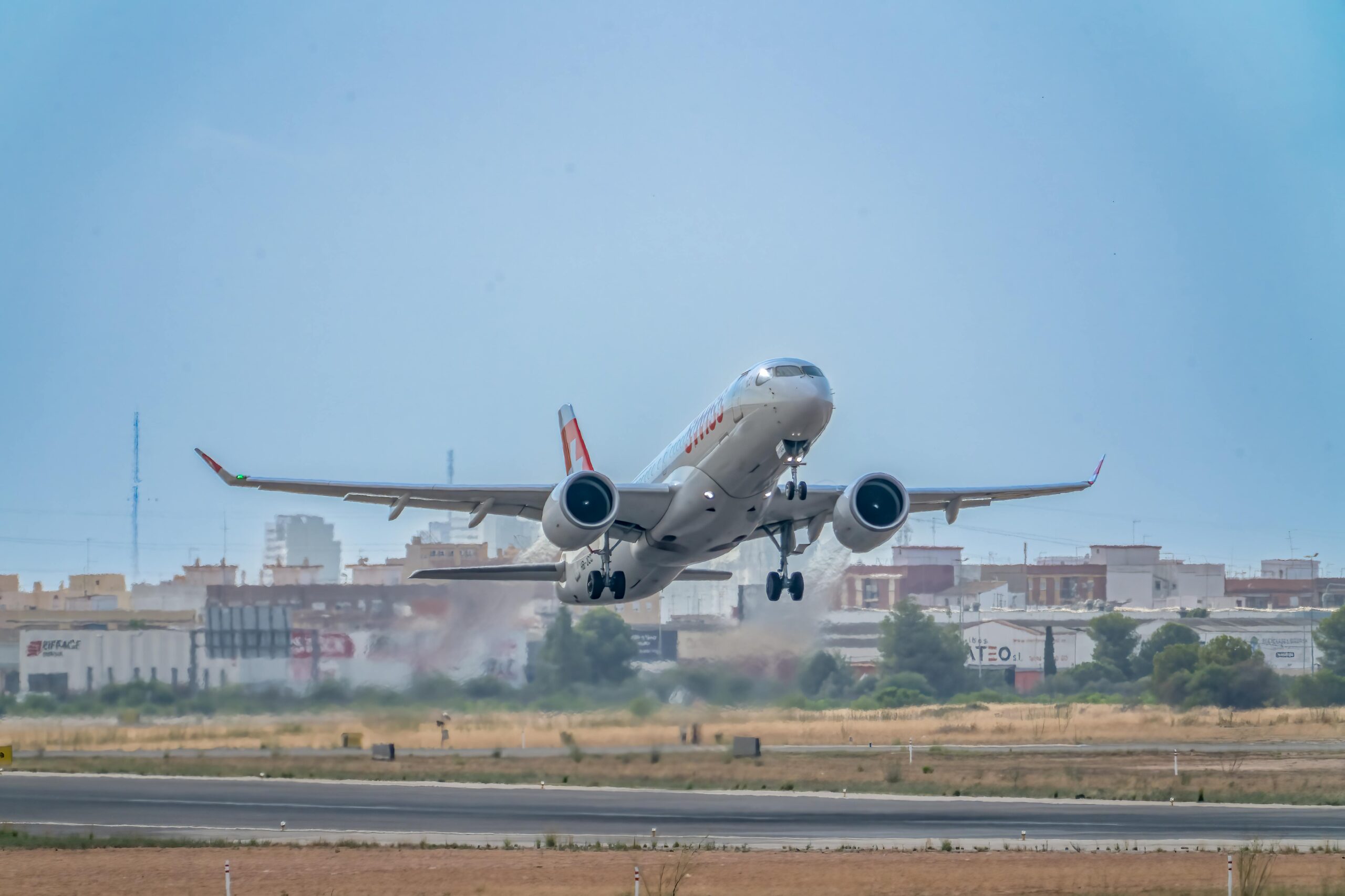 Commercial Jet Taking Off at Manises Airport