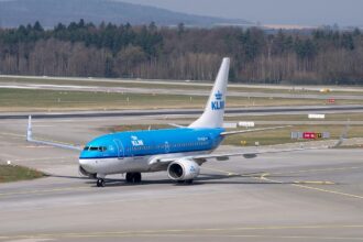 KLM aircraft preparing for take off