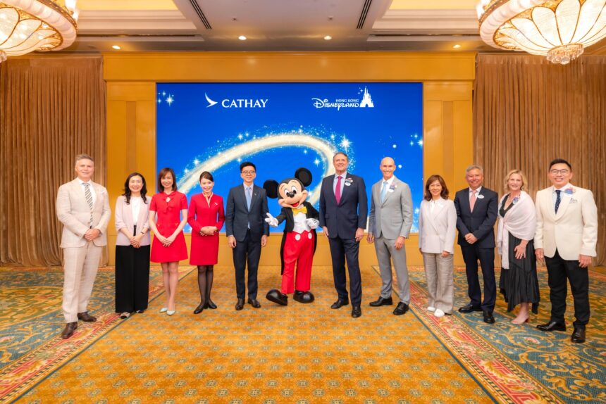 Attendees at the signing of the Memorandum of Understanding Between Cathay and Hong Kong Disneyland Resort at Hong Kong Disneyland Hotel
