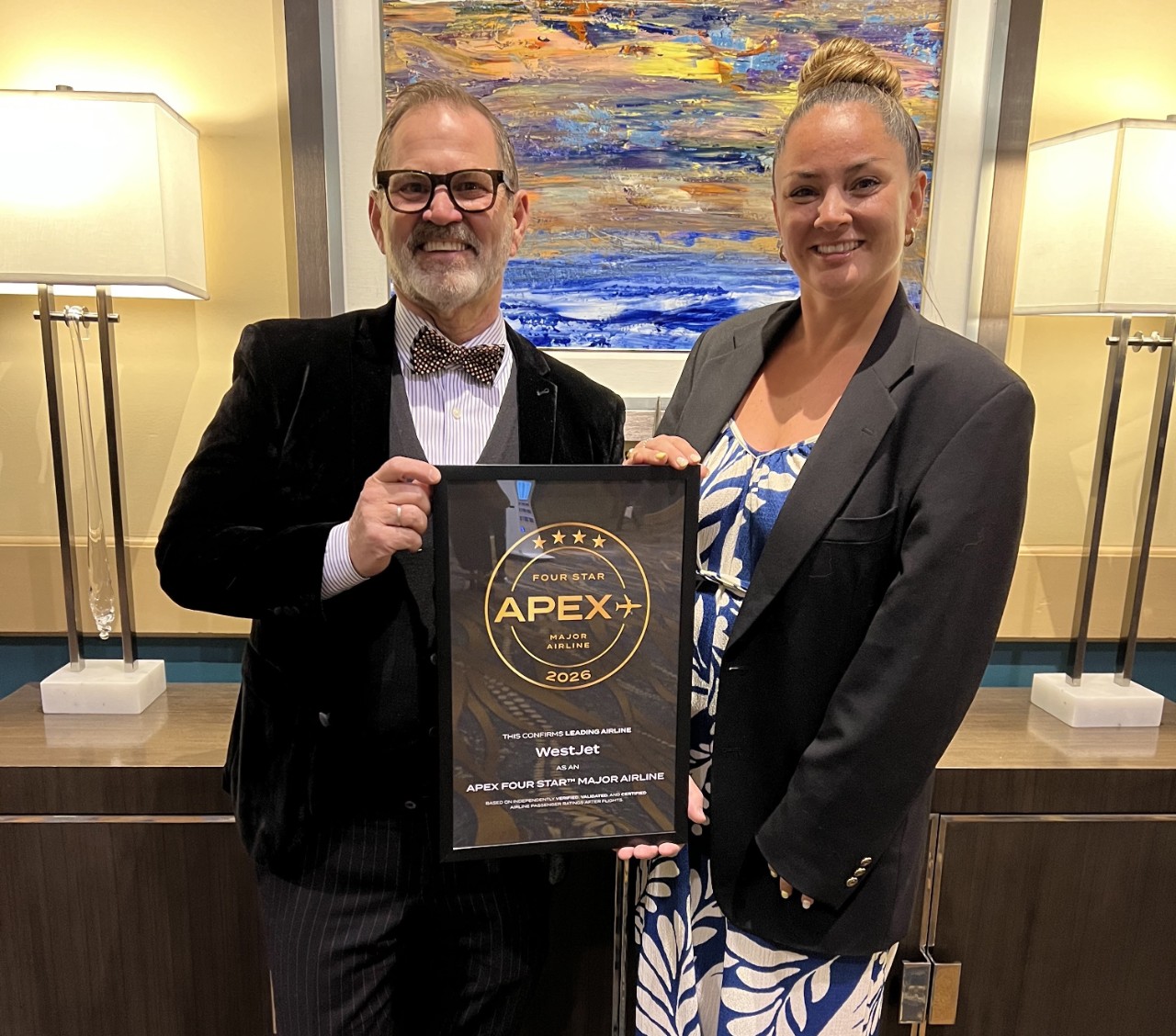 WestJet receives APEX four star major airline award in California