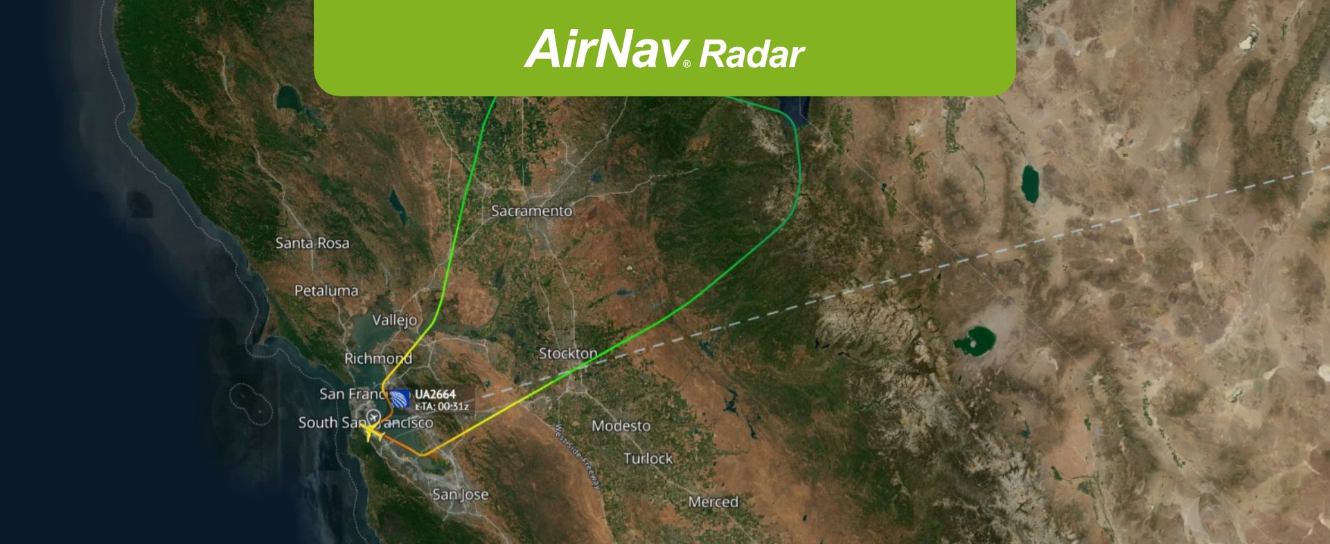 Route of United Airlines Flight 2664 