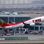 T'way Air Boeing 737, taking off