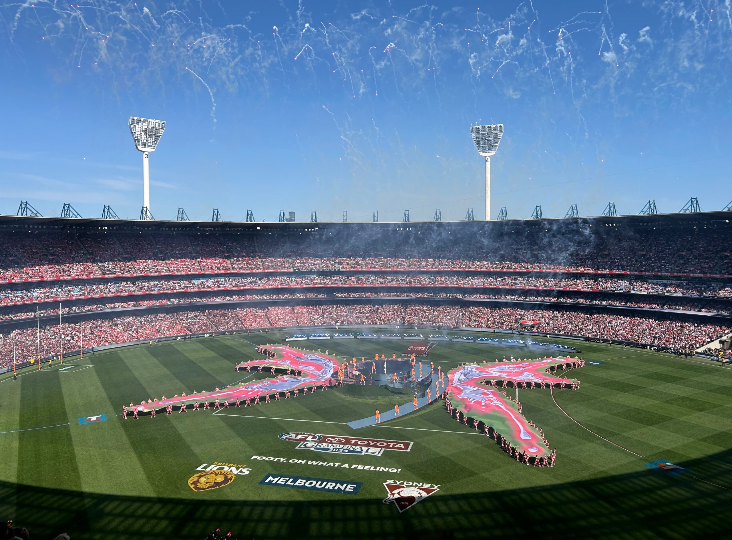 Katy Perry at the 2024 AFL Grand Final, during mid-match celebrations.