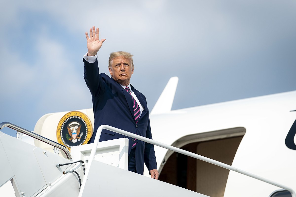 Air Force One carrying US President Donald Trump lands in the UK