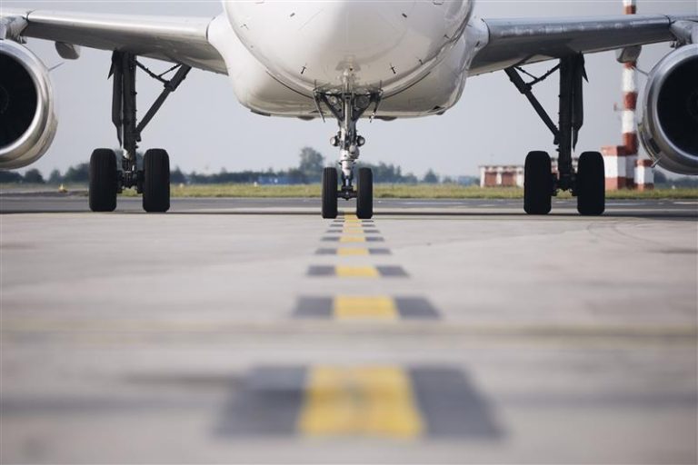 Front view of airplane at airport