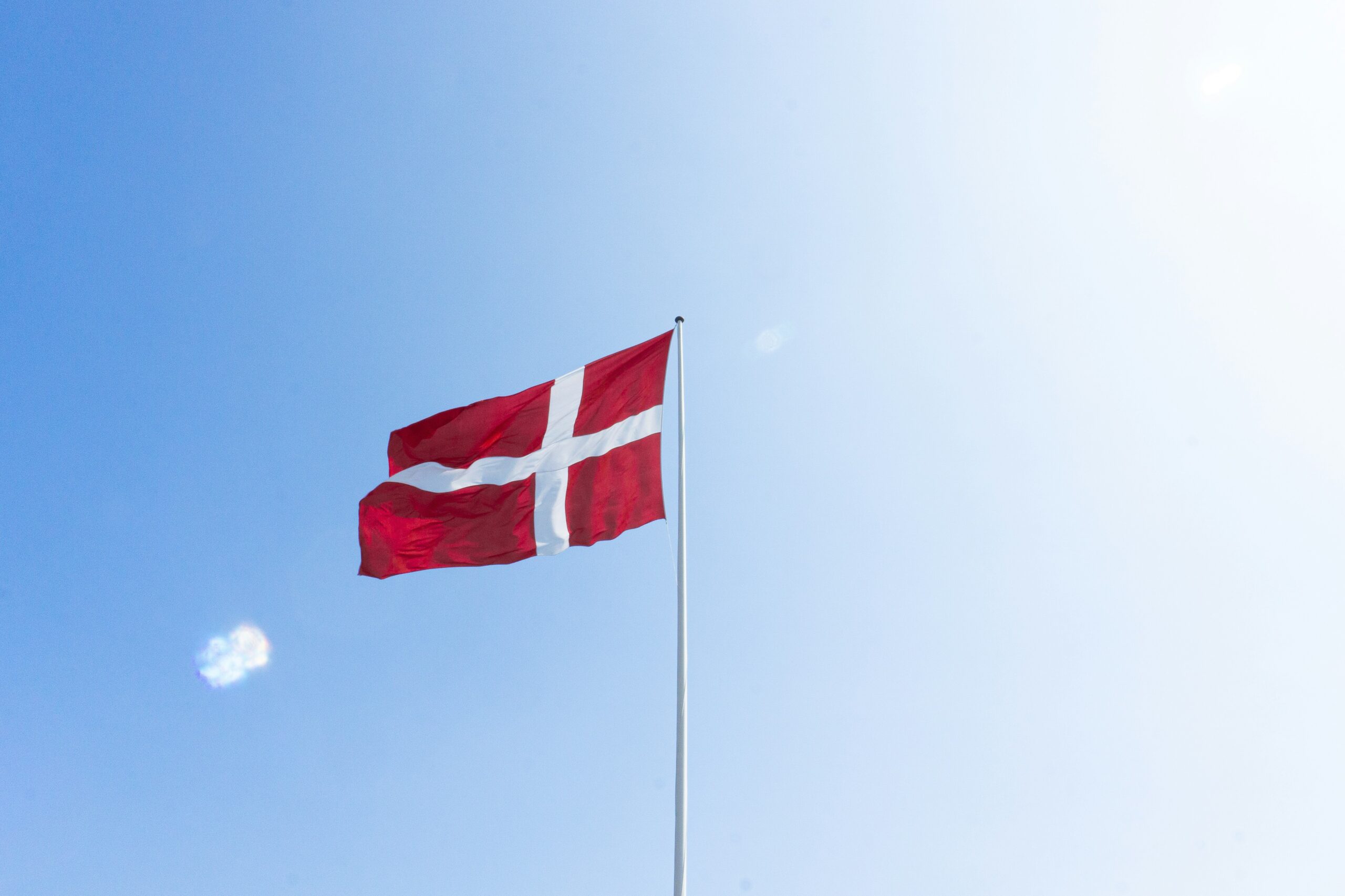 Danish flag flying in the wind