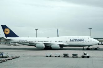 Lufthansa Airliner in Frankfurt Germany