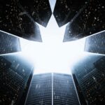 High rise Buildings formed in a Canadian maple leaf shape
