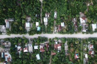 Aerial view of houses in Port-au-Prince, Haiti