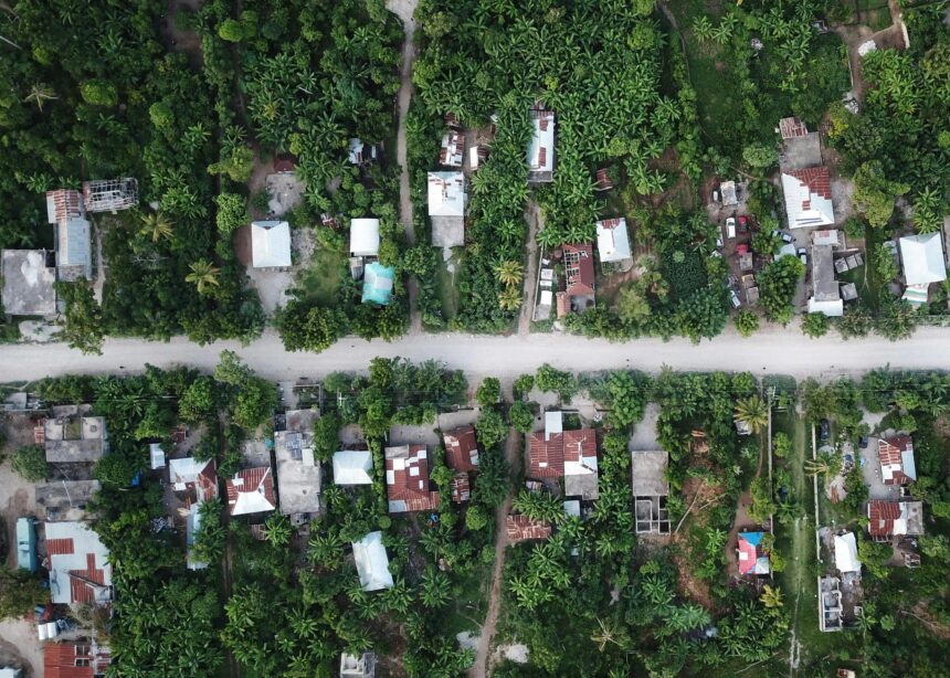 Aerial view of houses in Port-au-Prince, Haiti