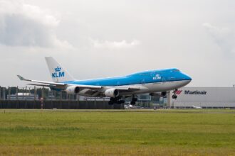 KLM aircraft taking off at Schipol airport
