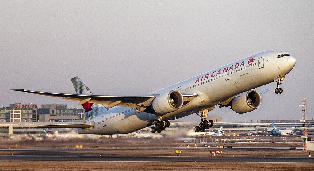 Flight takeoff from the airport
