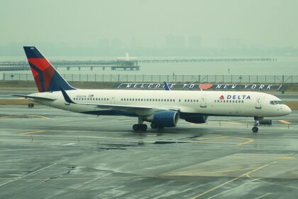 Delta Aircraft standing in the runway