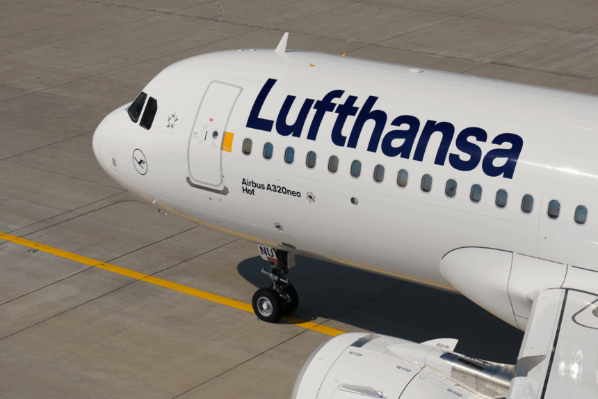 Side image of an Lufthansa airline airbus A320