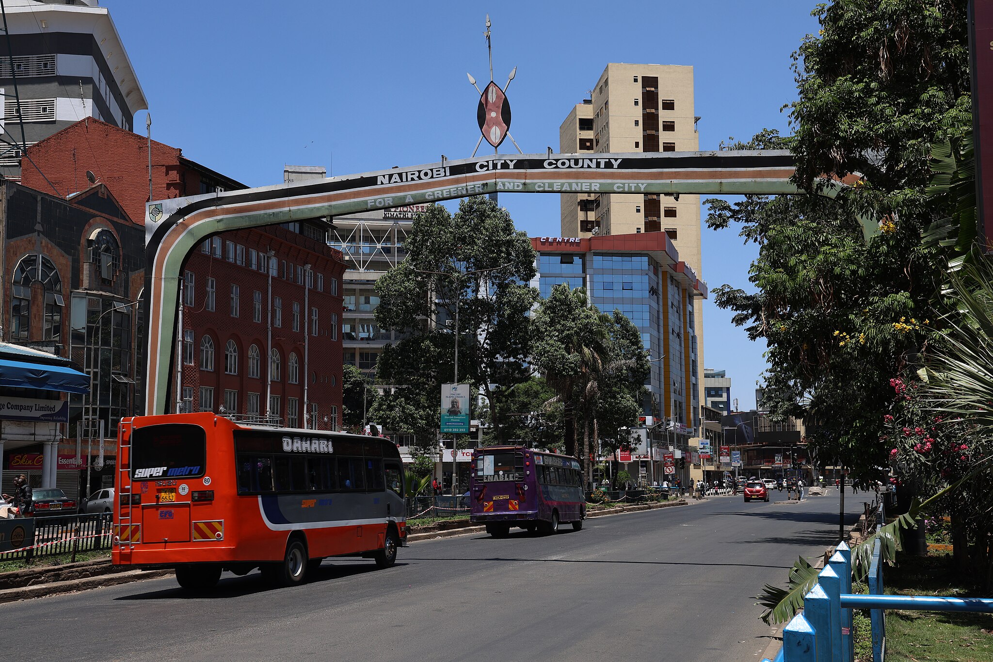 A view of buses going into Nairobi city centre.