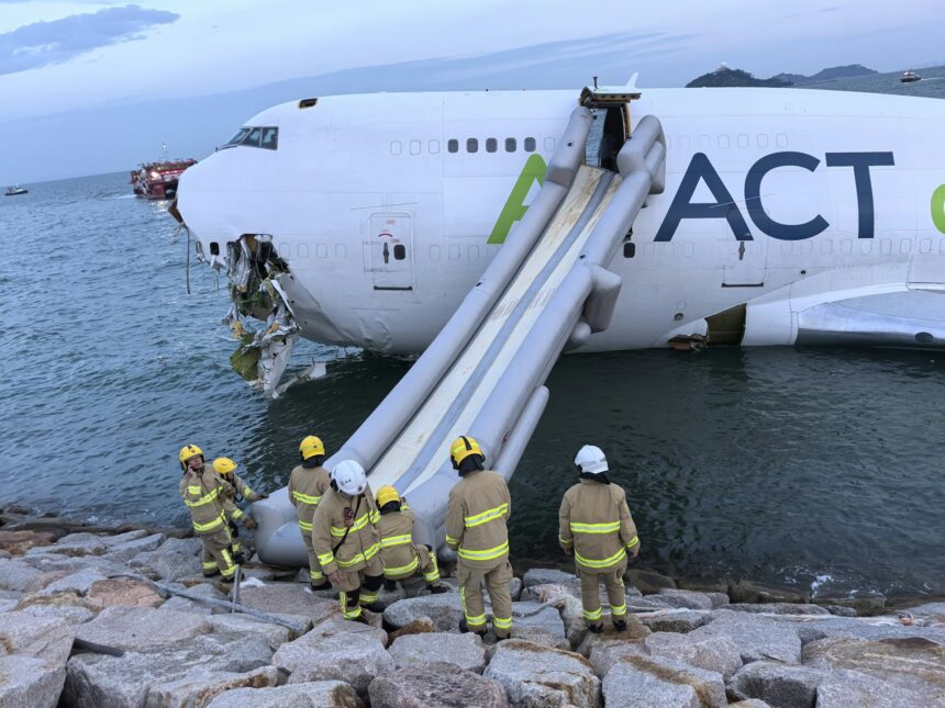 Fire fighters at the crash scene.
