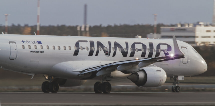 Flight AY915 on the runway at Helsinki Airport