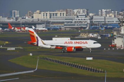 Air India A320 aircraft on the runway.