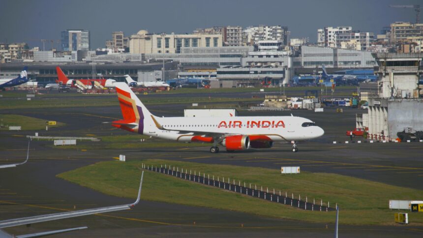 Air India A320 aircraft on the runway.