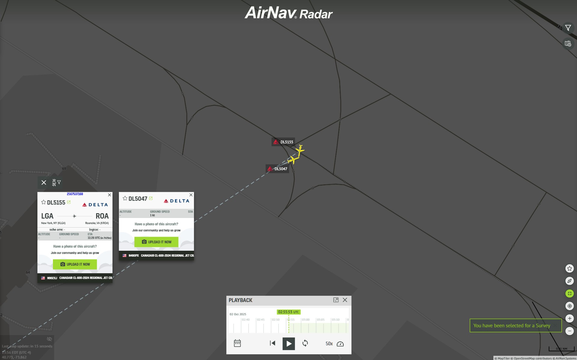 The collision captured by AirNav radar