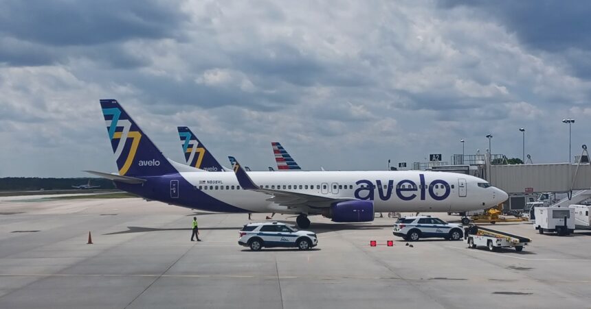 Avelo aircraft N808VL at RDU airport