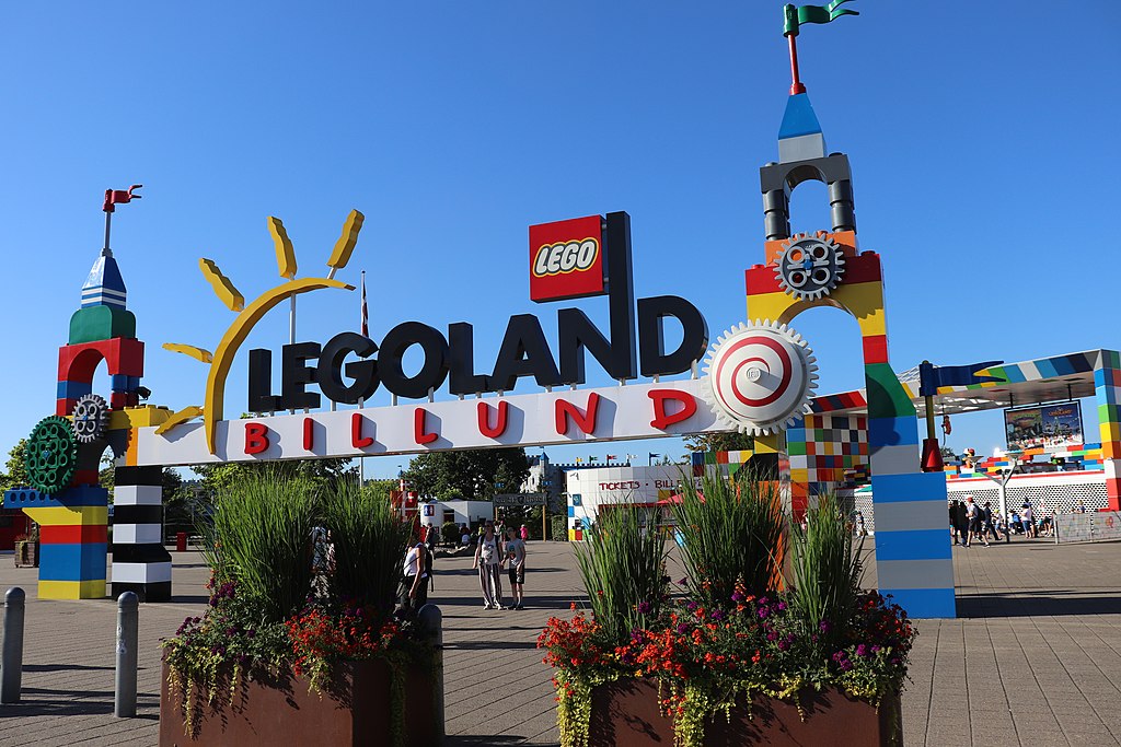 The entrance sign of LEGOLAND at Billund, Denmark.