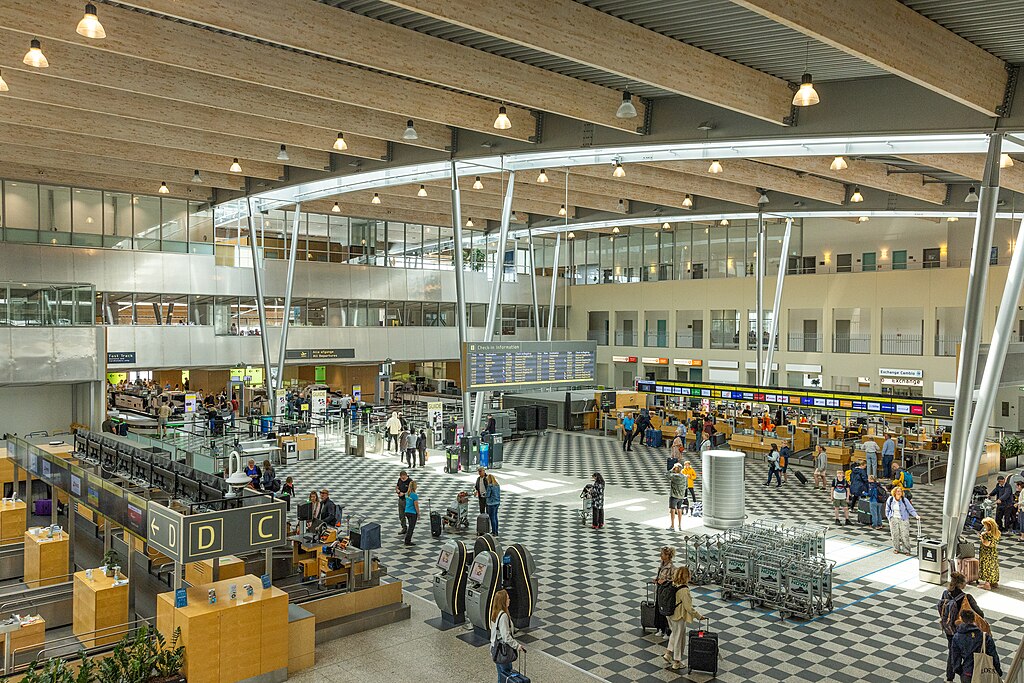 The terminal of Billund Airport, Denmark.