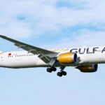 A Gulf Air Boeing 787-9 in air.