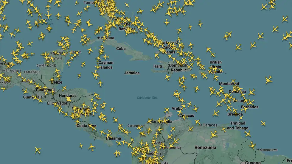 Flight routes of planes avoiding Hurricane Melissa 