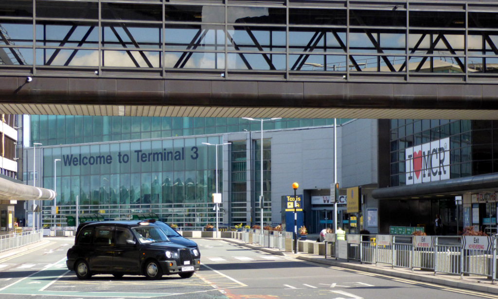 The exterior of Manchester Airport Terminal 3.