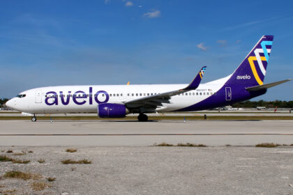An Avelo Airlines Boeing 737 on the runway.
