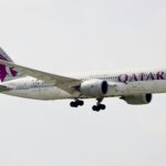 Qatar aiways flight in air