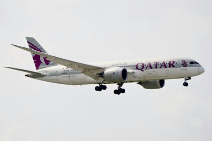 Qatar aiways flight in air