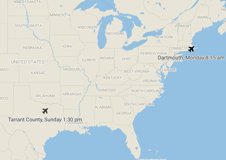 Map of the U.S. and the locations of the crashes