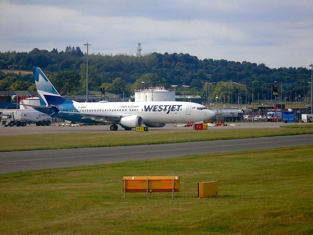 A WestJet Boeing 737 aircraft.