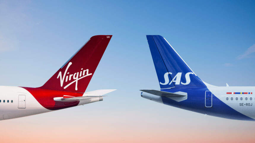 The Virgin Atlantic and SAS logos.