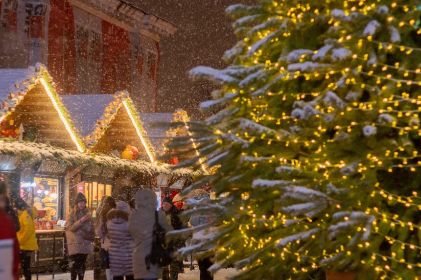 Snowy European Christmas Market