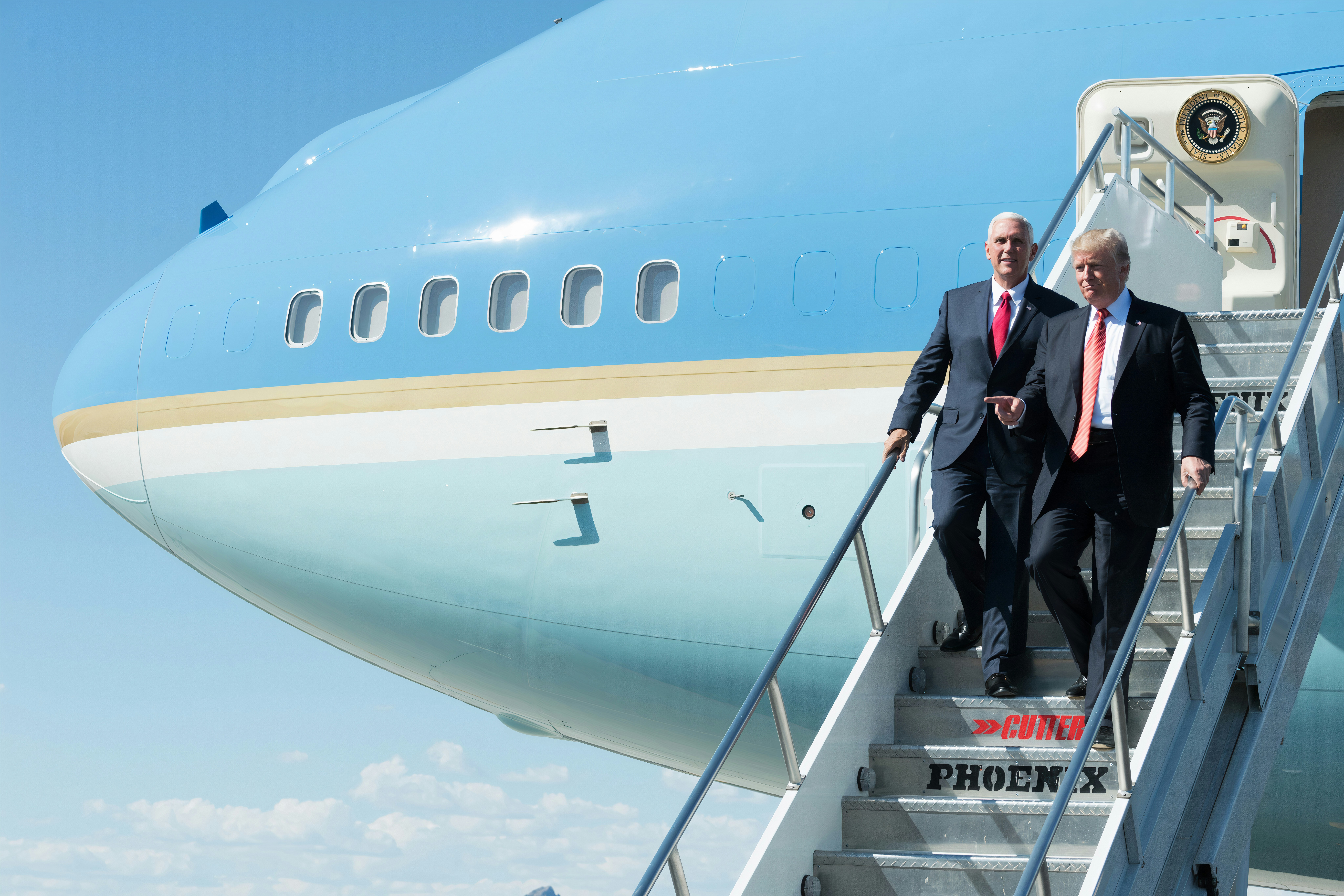 President Donald J. Trump and Former Vice President Mike Pence departing aircraft