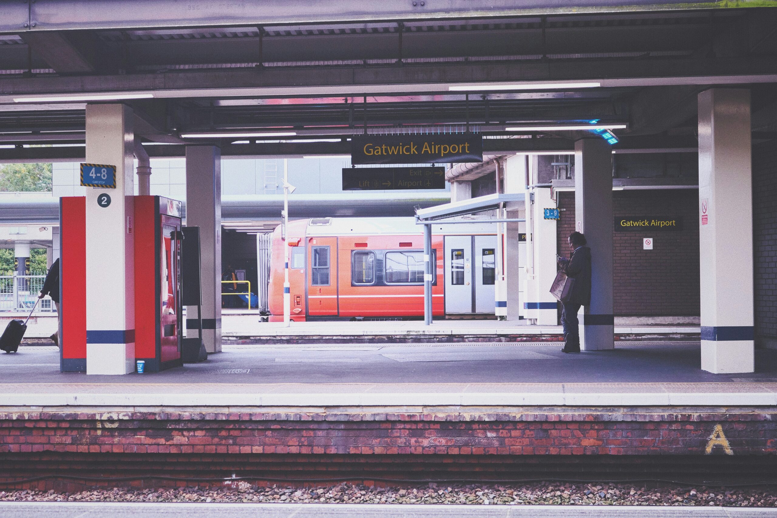 Passengers arriving at Gatwick Airport Train Station